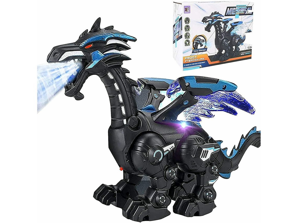 Ats brinquedo de Dinossauro Mecânico Móvel com Som, Luz e Andar, Brinquedo de Dinossauro Funcional com Spray