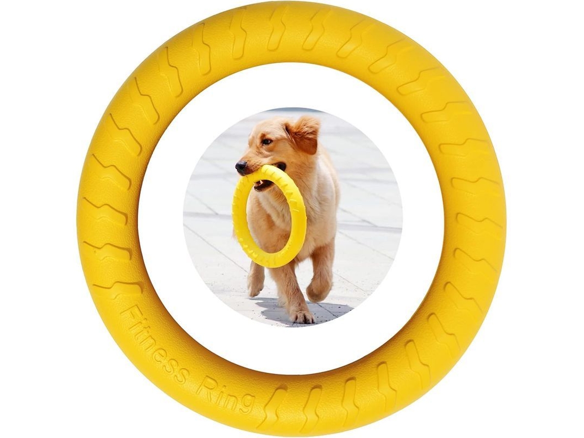 2026 anel de Treinamento para Cães, Brinquedo de Lançamento e Agarre, Equipamento de Exercício para Cães Pequenos e Grandes, Amarelo Pequeno 19cm