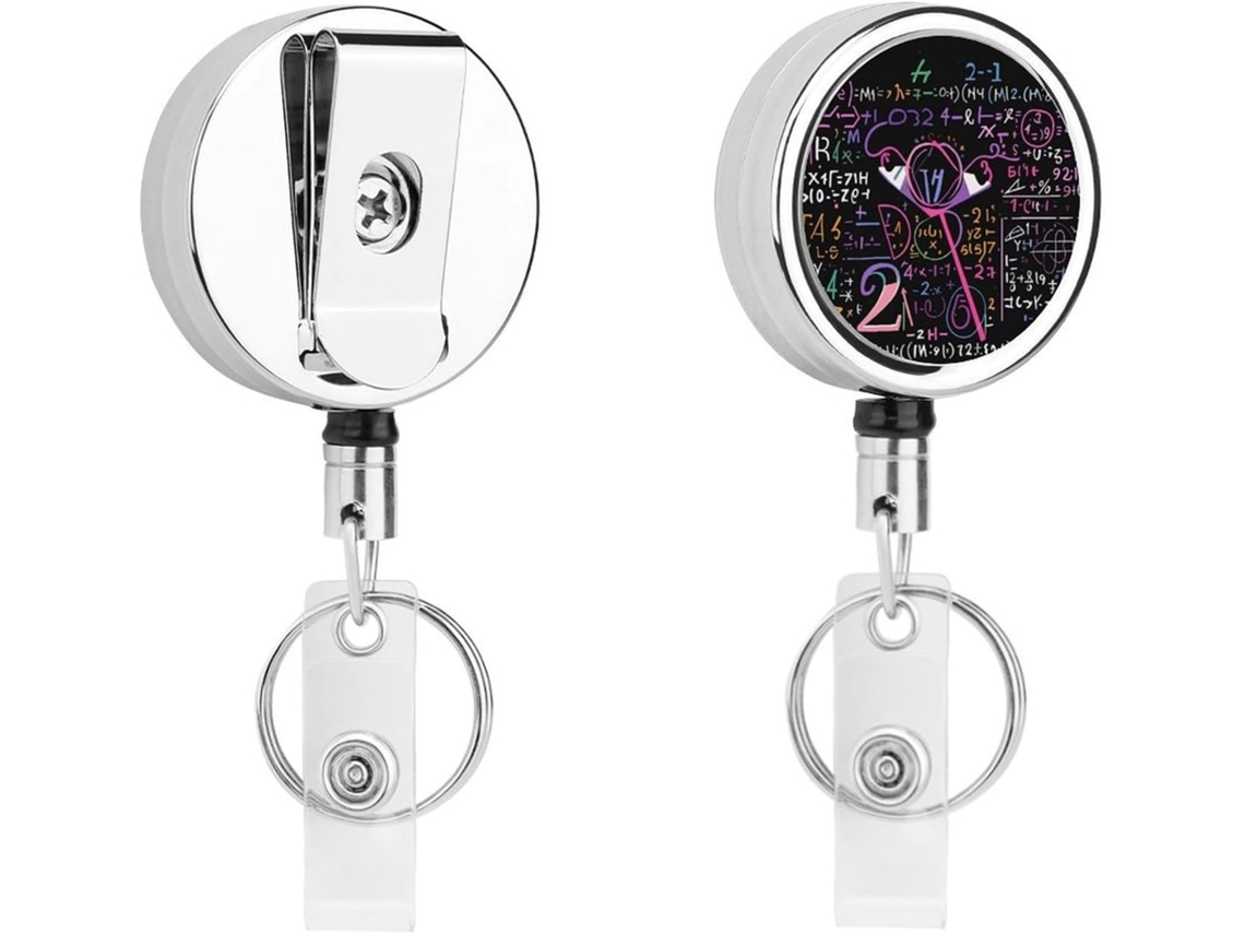 Porta Crachá Retrátil Com Fórmula Matemática, Compacto E Leve, Em Metal, Com Clipe E Chaveiro Ideal Enfermeiros