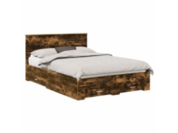 Estrutura da Cama com Cabeceira Carvalho Defumado 140x200 cm MAISON EXCLUSIVE