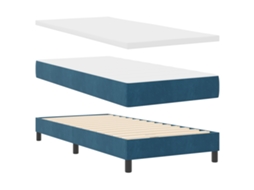Conjunto 1 Cama Box Vidaxl Azul Veludo (200 X 90 Cm)