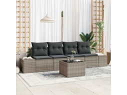 Vidaxl Conjunto De Sofá De Jardim 5 Unid. Cinzeto Vime Pe