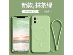 Capa Para Iphone 17 Com Alça Magnética Líquida, Cor Verde Matcha, Feita De Silicone Líquido Magnético.