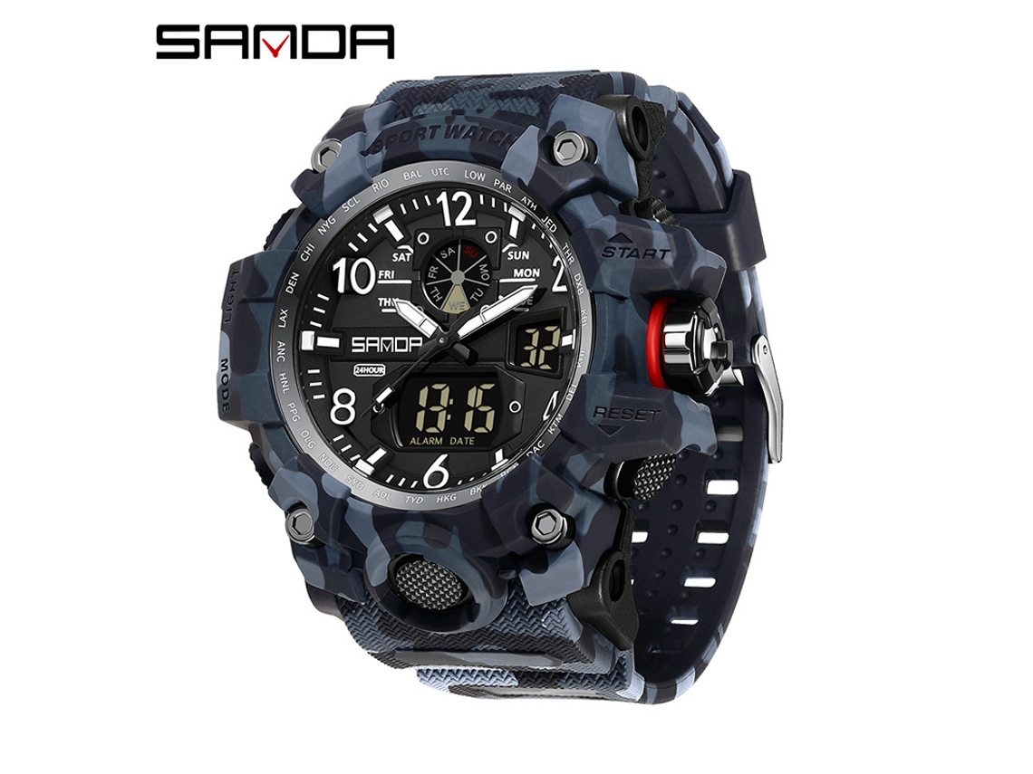 Relógio Esportivo Multifuncional Luminoso, Moderno e Estiloso MDUG (camuflado Totalmente Preto)