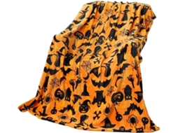 Manta Preta de Halloween Syjym 1 com Estampa Morcego Abóbora Fantasma e Caveira Ideia Presente para Decorar