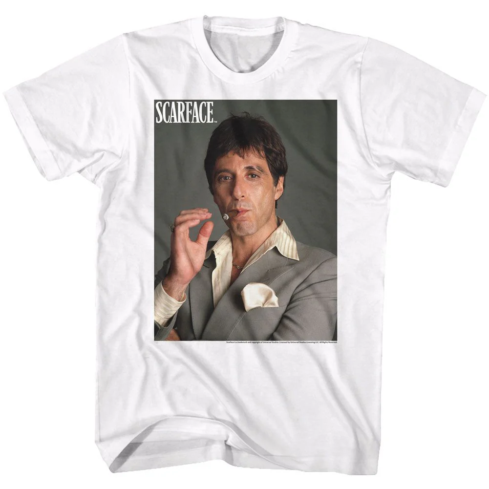 Unisex Adult T-shirt Rockinstone Scarface Movie Smokin White Sizexxl