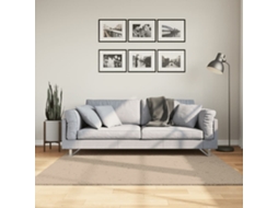 Vidaxl Tapete Pelo Curto Macio E Lavável Huarte 160x160 Cm Cor Areia