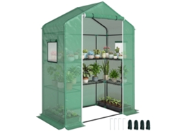 Invernadero With 1 Door 2 Ventanas And Shelves Of 2 Levels In Shape Of U For Cultivo Of Plants 140x73x190 Cm Green
