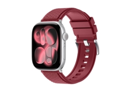 Bracelete Para Apple Watch 42/41/40/38mm - Borracha Fluorada Fkm Com Padrão Diamante Vermelha