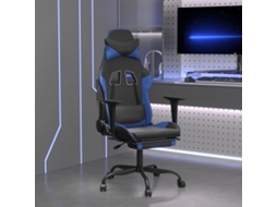 Vidaxl Cadeira Gaming Massagens C/ Apoio Pés Couro Artif. Preto/azul