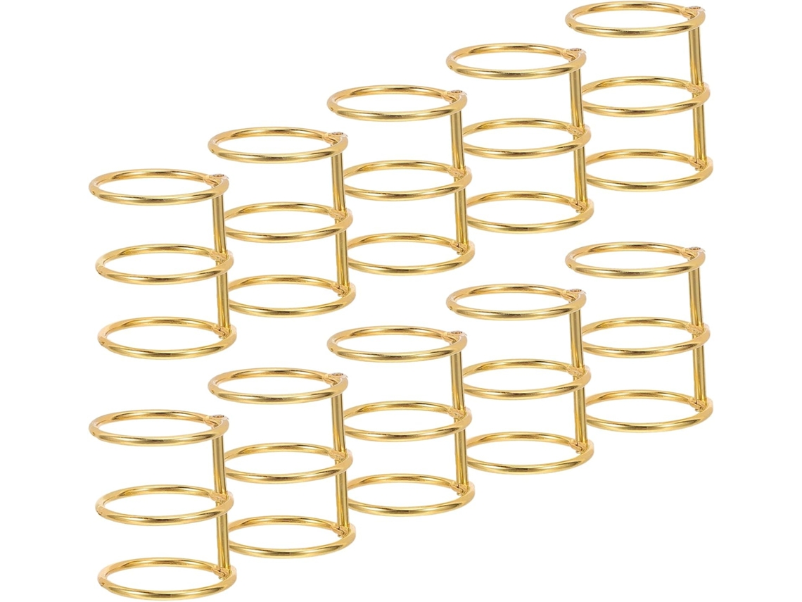 Conjunto de 10 argolas metálicas douradas Hemoton, 3 furos, 30 mm, mini clipes para pastas, pastas de estudo e folhetos soltos.