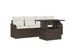 Maison Exclusive - Conjunto De Sofá De Jardim Com Travesseiro Manual 5 Pcs Marrom