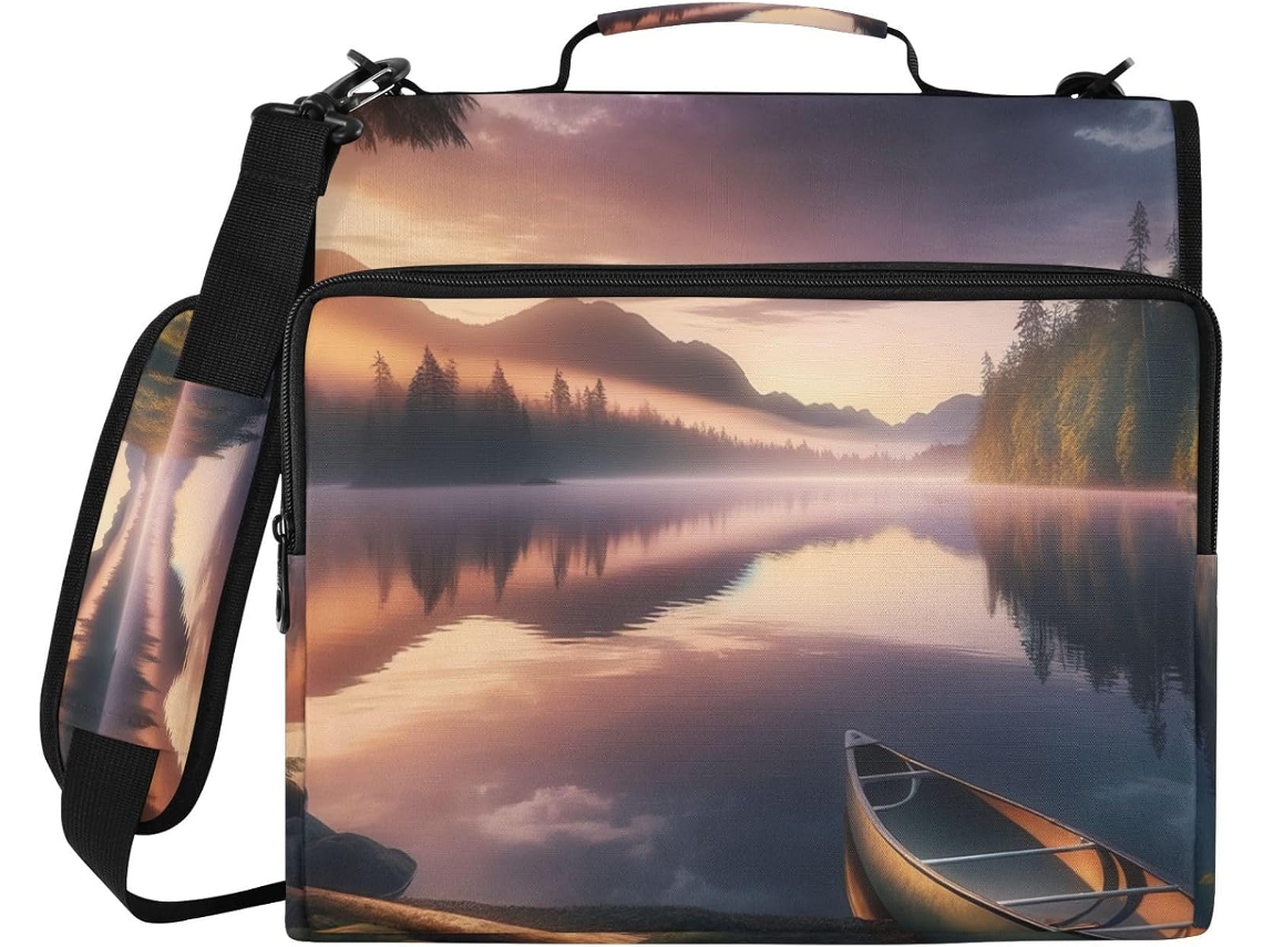 Organizador De Fichário Impermeável Com 3 Argolas E Zíper, Da Canoe Lake, Ideal Escola E Escritório