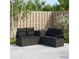 Vidaxl Conjunto De Sofás 5 Unid. Preto Rattan Poliéster E Aço