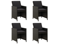 Vidaxl Cadeiras De Jardim Com Almofadões 4 Pcs Vime Pe Preto