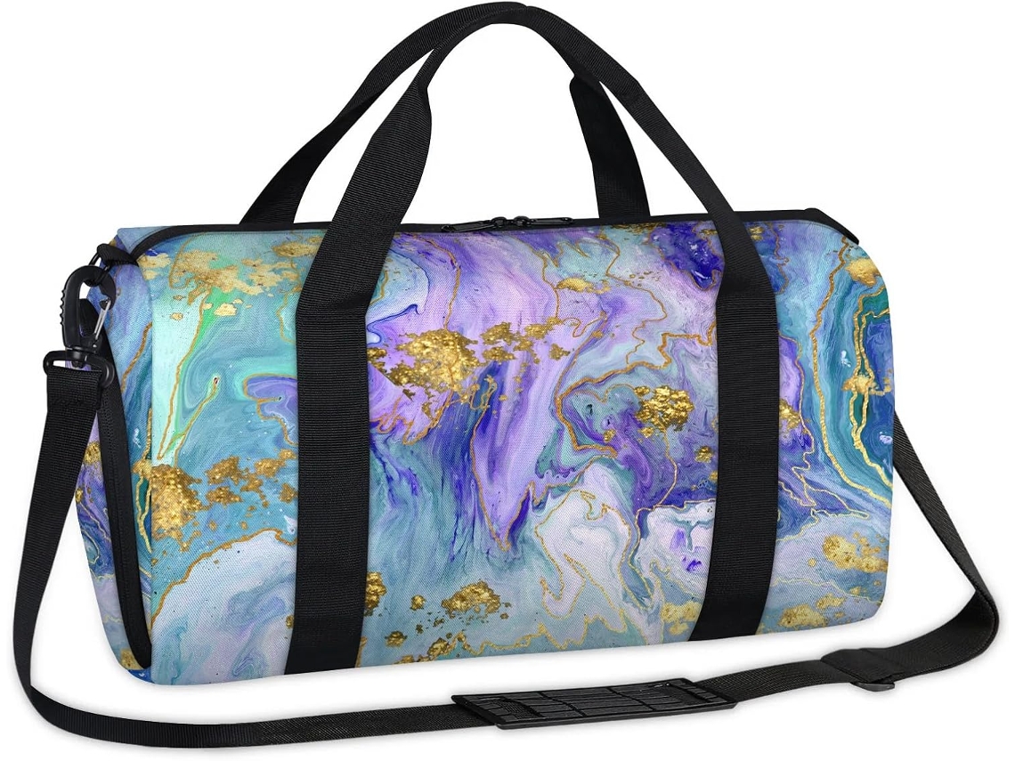 Bolsa Esportiva Colorida com Estampa Marmorizada Tecido Poliéste 45x21x5x23cm Pa Ma Design Du