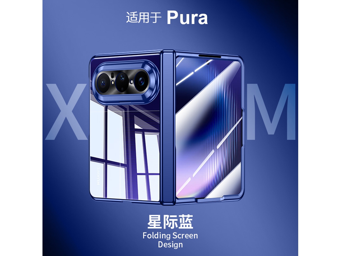 Capa Para Celular Huawei Pura X Max Collectors Edition (azul Alta Definição) Com Mola Central, Revestimento Magnético E Película Integrada.