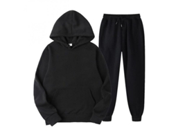 2026 conjunto de Chándal Con Capucha de Manga Larga para Hombre de Color Sólido Casual L Negro