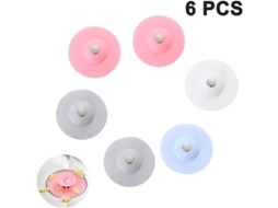 Conjunto de 6 Protetores Ralo Chão, Coletor de Cabelo Inodoro, Tampa Silicone Durável para Cabelo, Filtro Chuveiro, Pia e Banheira. AQUAFORGE