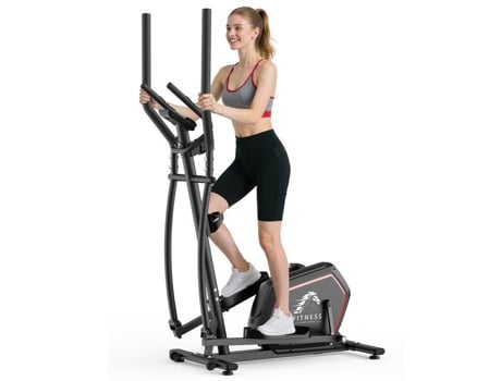 Máquina elíptica, volante de 10 kg, 16 níveis de resistência ajustáveis, carga máxima de 150 kg, sensores de pulso Bigzzia