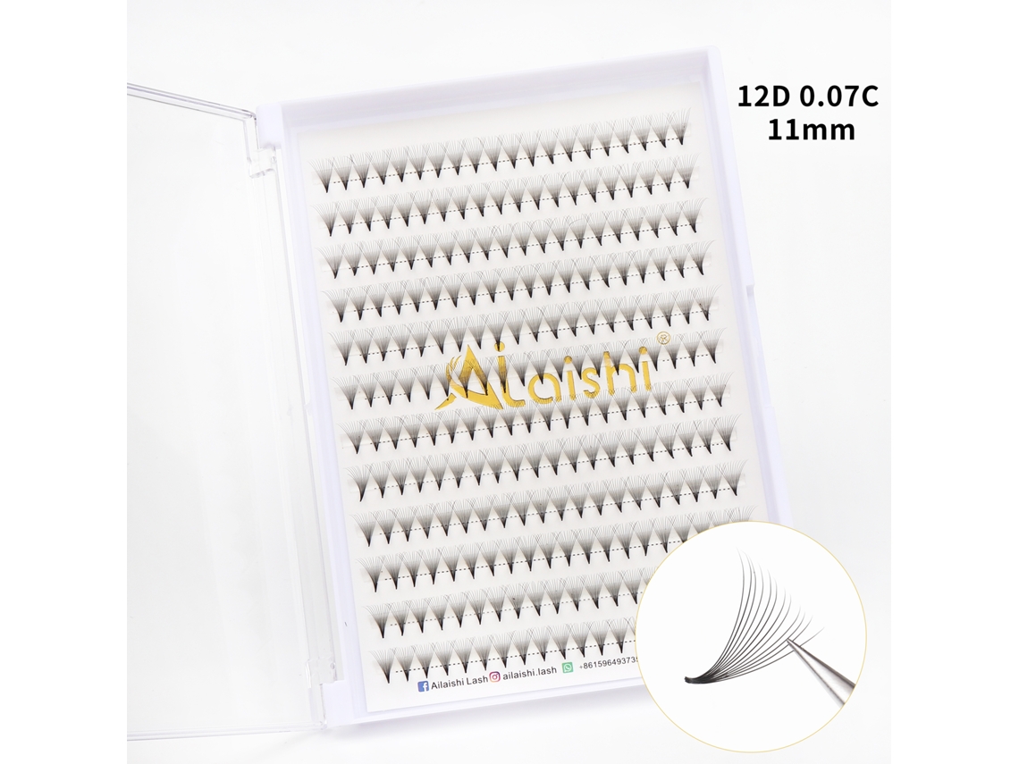 (12d) Extensões De Cílios Postiços De Fibra De Vison, Pacote Com Uma Única Faixa Grossa Estilo Russo Pré-fabricada