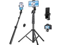 Lurelia Tripé Para Selfie Com Controlo Remoto, Extensível, Até 178 Cm, Rotação 360°, Para Telemóvel, Em Liga De Alumínio