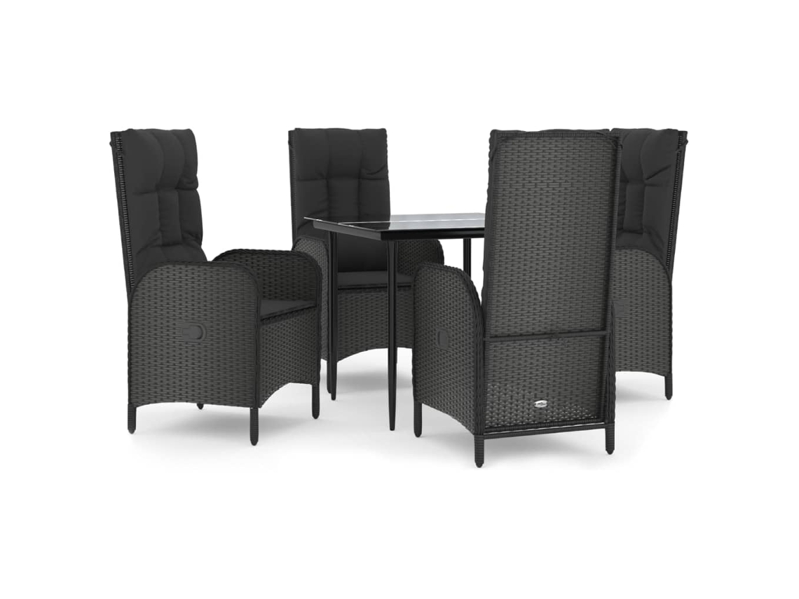 Garden Dining Set, Garden Dining Sets Vidaxl Preto Rattan / Vime (mesa Com 80 Cm De Comprimento)