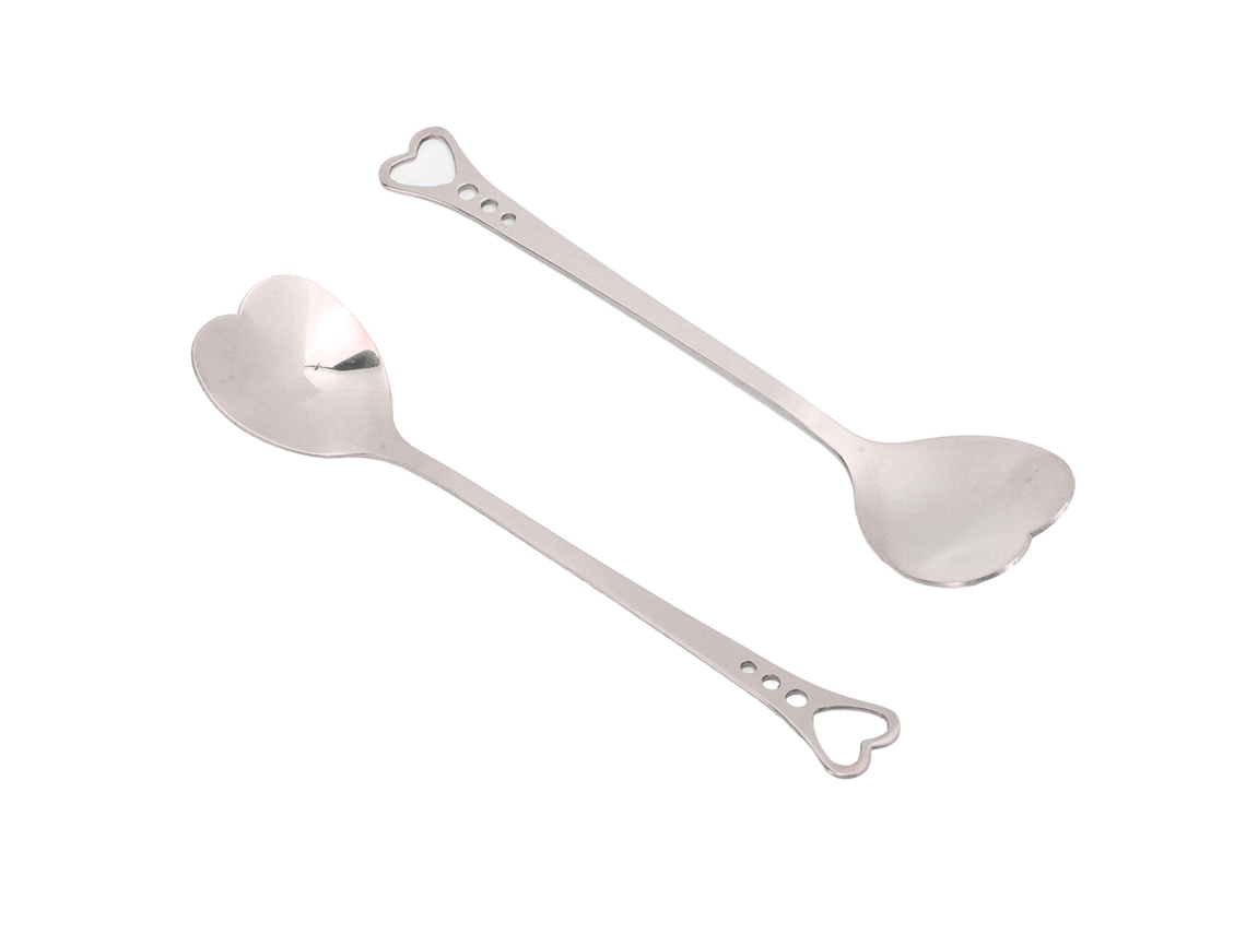 2 Colheres De Sobremesa De Aço Inoxidável Coração Resistente À Corrosão Com Cabo Ergonômico Para Café, Torta, Sorvete, Açúcar, Melancia