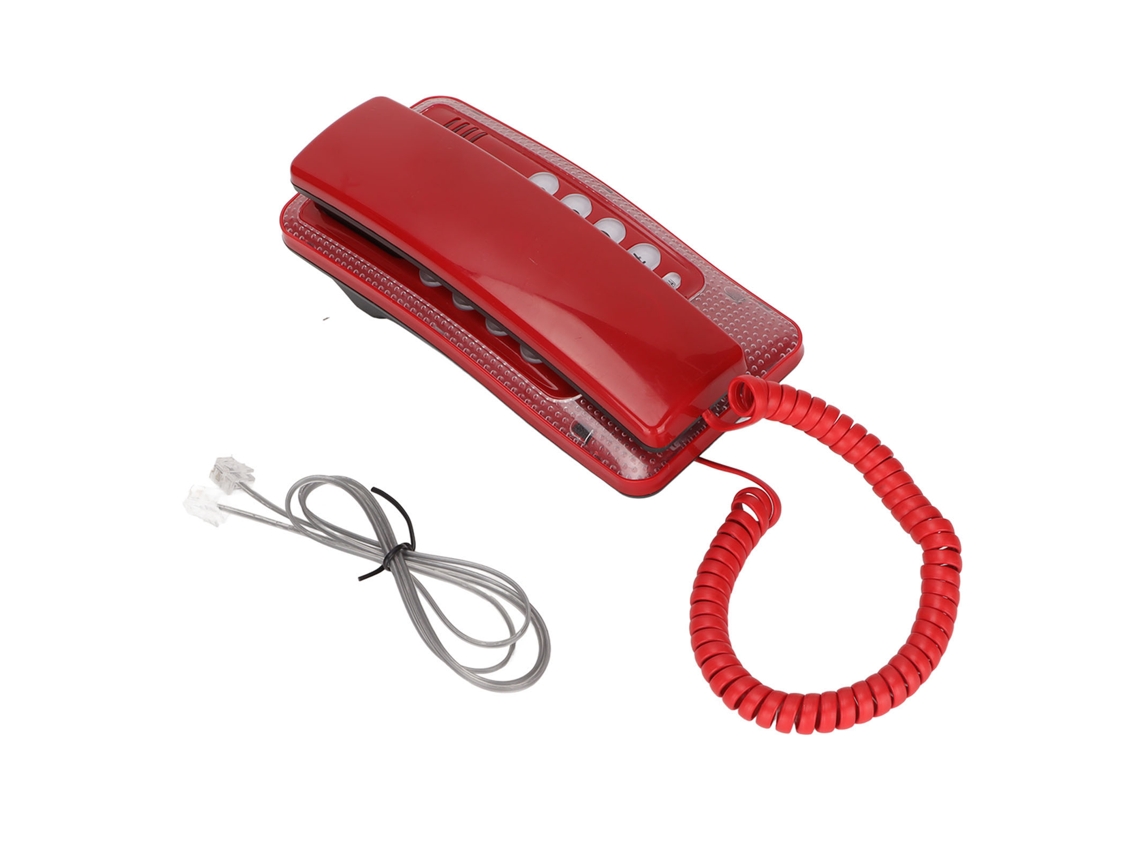 Telefone Fio Parede Kxt-438 Multifuncional Pausa Rediscagem Portátil Residencial Escritório Vermelho