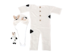 Primerox traje de Fotografia para Recém nascido Macacão Manta Boné Brinquedo Conjunto Bebê 0 3 Meses Branco