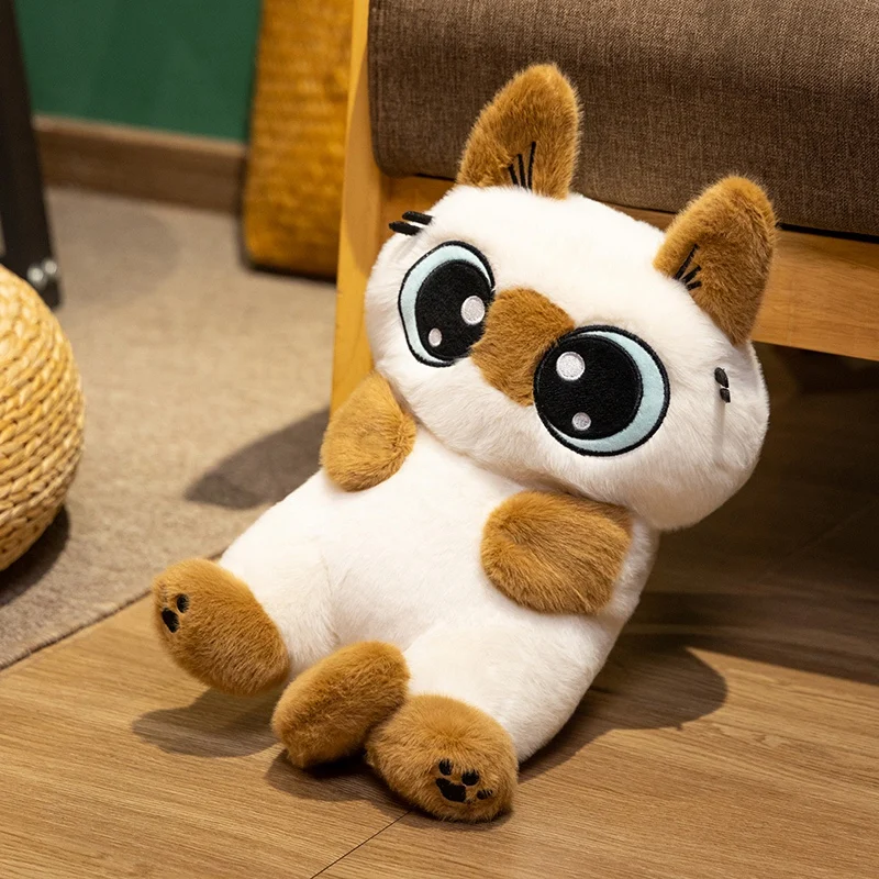 Lindo e Macio Brinquedo de Pelúcia de Gato Siamês, Almofada de Escritório MDUG (33 Cm)