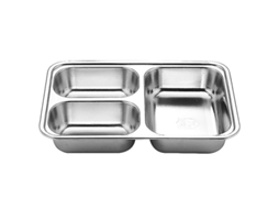 Bandeja de aço inoxidável dividida para alimentos, ideal para refeitórios escolares, com 3/5/4 compartimentos, 2 unidades.