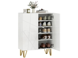 Armário De Sapatos Com 2 Portas E 3 Prateleiras Ajustáveis, Branco 72x31,5x95 Cm