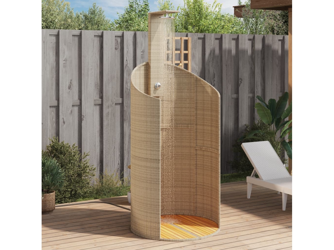 Chuveiro Externo 100x100x241,5 Cm Vime Pe/madeira Acãcia Bege DKD HOME DECOR