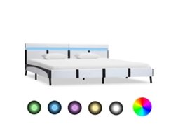 Vidaxl Estrutura de Cama C/ Led Couro Artificial 180x200 Cm Branco