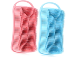 Conjunto De 2 Escovas Corporais Silicone Mikikit Com Pequenas Esponjas Esfoliantes Para Banho E Ducha, Para Lavagem Do