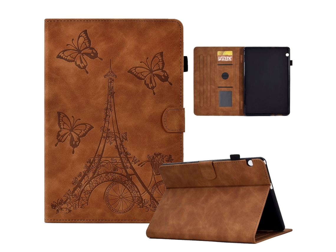 Capa‑flip De Couro Em Relevo Padrão Torre Halinuia Para Tablet Huawei Mediapad T5