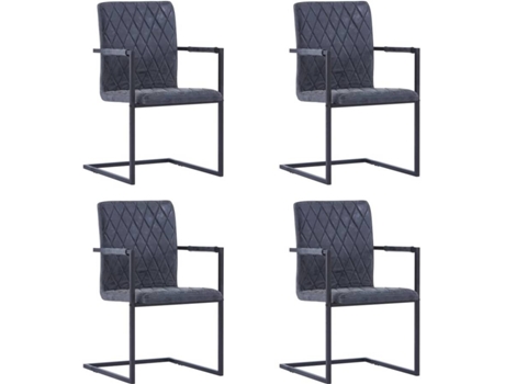 Conjunto 4 Cadeiras de Refeição  278632 Cantilever Couro Artificial Preto