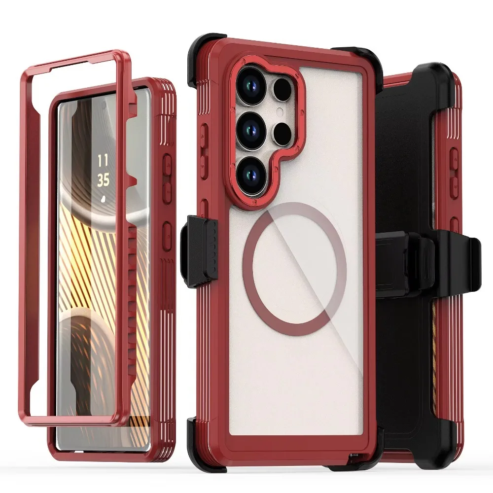 (vermelho, Galaxy A16) Capa Protetora Magnética À Prova De Choque, Compatível Com Samsung, Com Clipe.