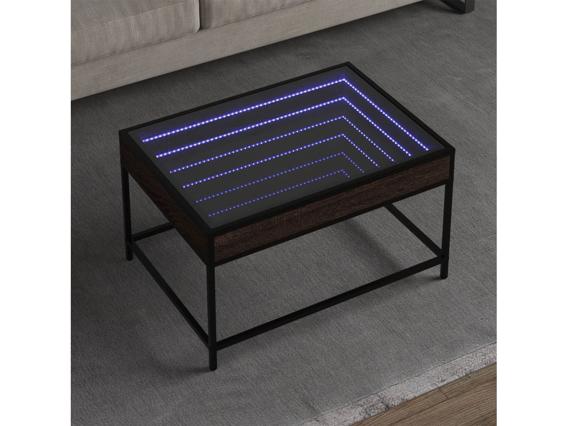 Vidaxl Mesa De Centro Luzes Led Infinity 70x50x41 Cm Carvalho Castanho