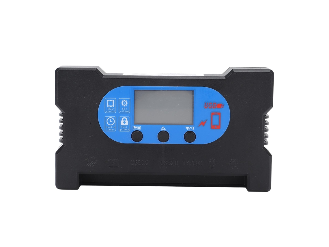 Primerox controlador solar 30a com display HD e carregamento rápido USB Type C para painéis solares