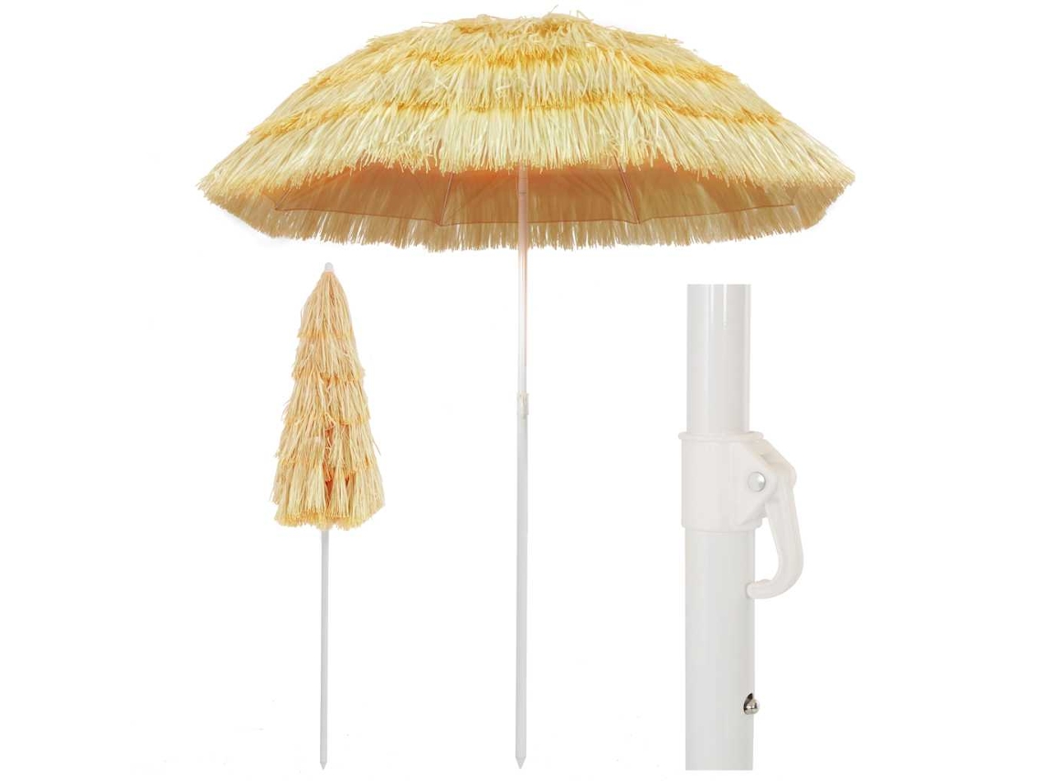 Vidaxl Guarda-sol De Praia Natural 180 Cm Estilo Havaiano