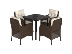 Garden Dining Set, Garden Dining Sets Vidaxl Marrom Rattan / Vime (80 Cm Table Length)