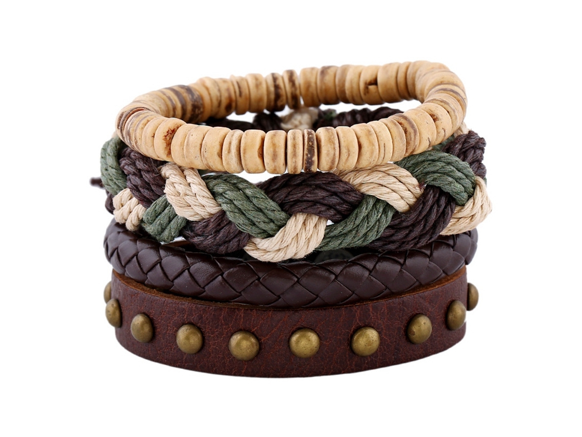 Pulseira De Couro E Linho Manual Diy