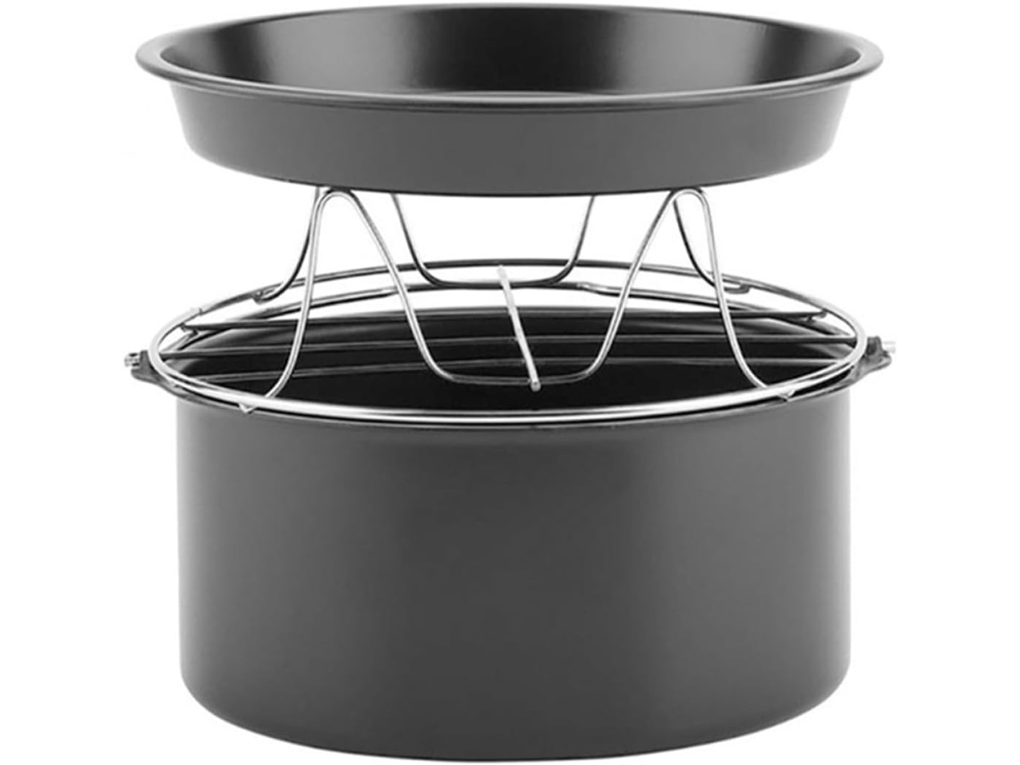 Conjunto De 3 Acessórios Para Fritadeira A Ar Em Aço Inoxidável Castanho