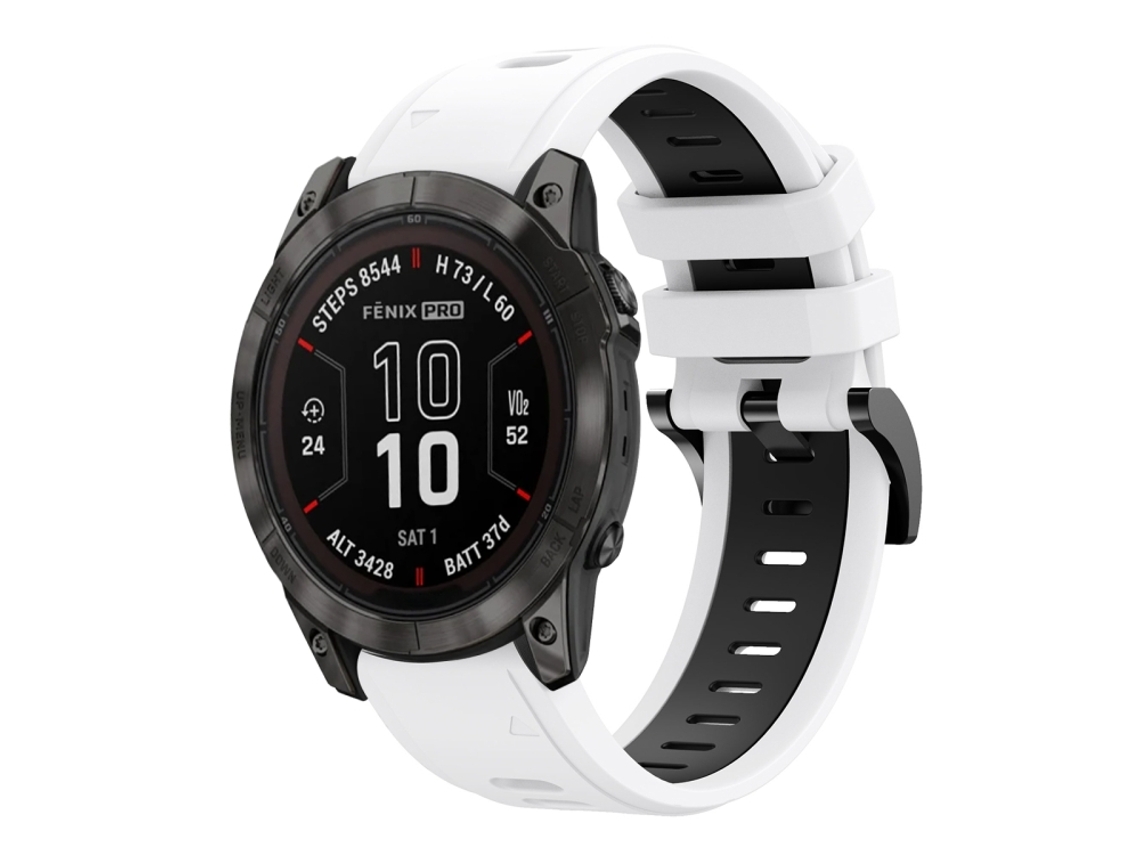 Bracelete Silicone Esportivo para Garmin Fenix 7x Pro XIAOMOYU (26mm) Branco e Traseira