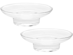 Saboneteira Redonda De Vidro Transparente, 2 Peças, Com Base Antiderrapante, Para Banheiro E Cozinha. Design Elegante E