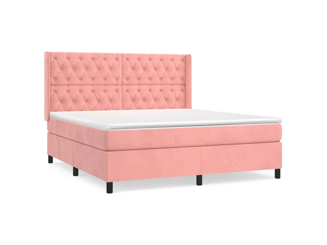 Cama com Molas/colchão 160x200 Cm Veludo Rosa MAISON EXCLUSIVE