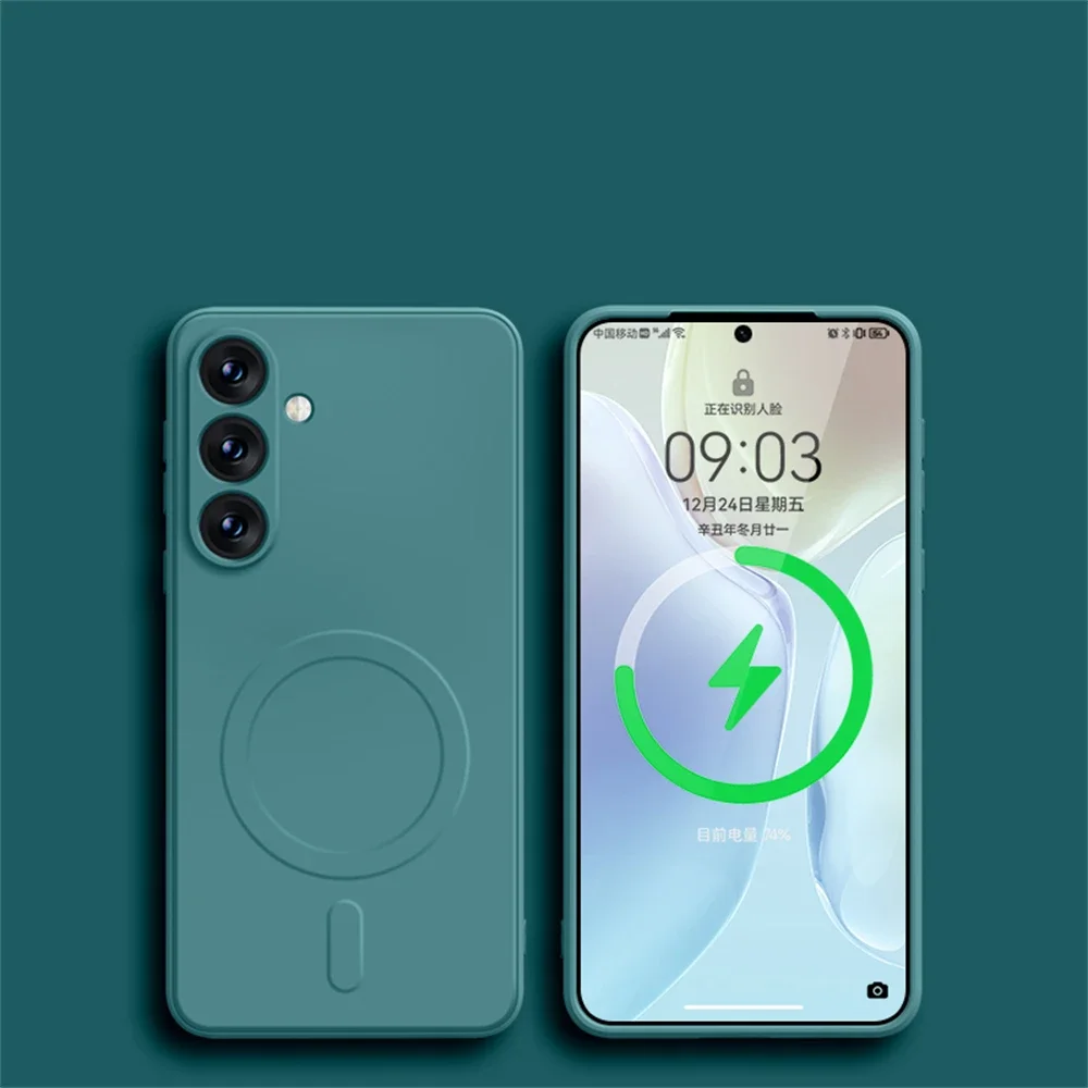 Capa Protetora Magnética De Silicone Para Carregamento Sem Fio (verde Draco Para Samsung S22 Plus) Com Função Antichoque.