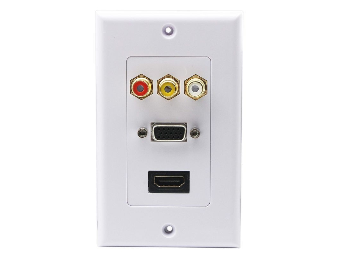 Placa de Parede 3RCA HDMI VGA com Conectores de Áudio Vídeo S/MARCA